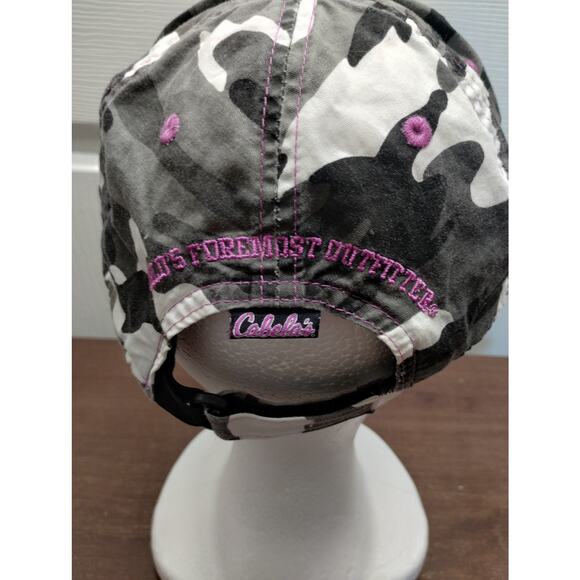 Cabela's Women's Black White Camo Pink Embroidered Spellout Adjustable Cap Hat - Picture 5 of 8